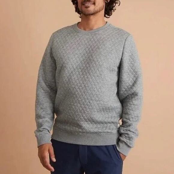 Marine Layer Sweatshirt Quilted Crewneck Pullover Light Heather Grey NWT Small - Picture 1 of 7